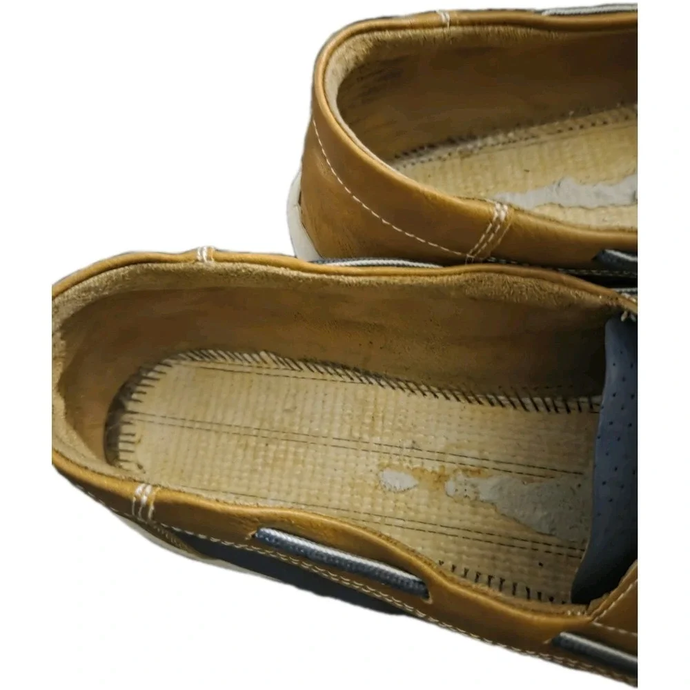 Men's Size 8 Blue Brown Boat‎ Shoes Casual Moc Toe Comfort Loafers Unbranded